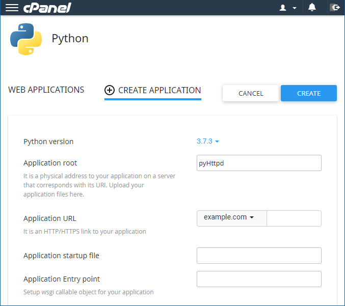 cPanel - Python Web Applications